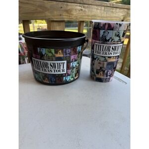 TAYLOR SWIFT THE ERAS TOUR MOVIE AMC Black Plastic Popcorn Bucket + Cup